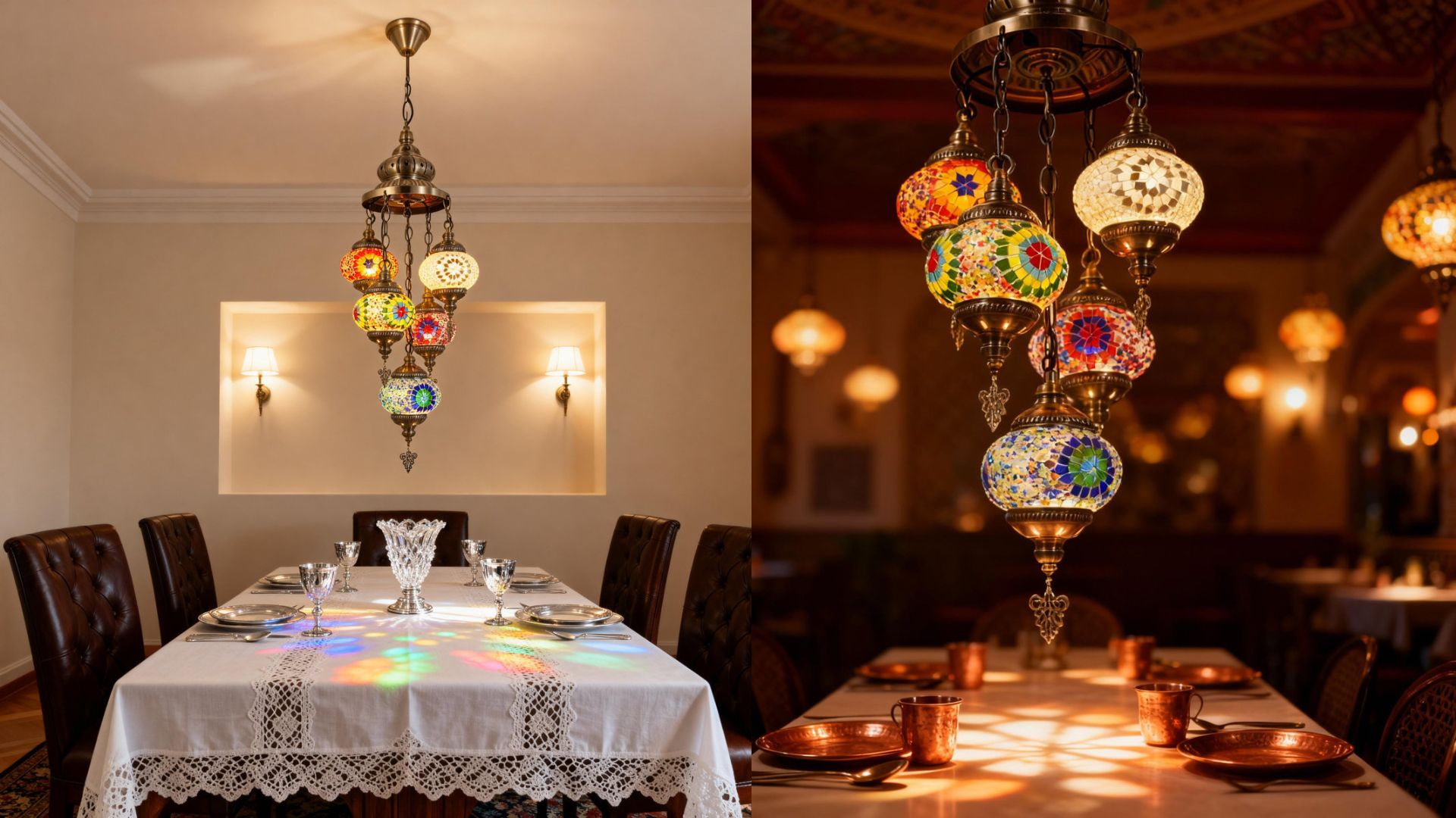 Turkish mosaic lamps in a luxury interior